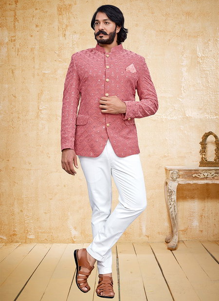 Peach Colour Outluk Vol 87 New Latest Designer party Wear Velvet Jodhpuri Suit Collection 87001